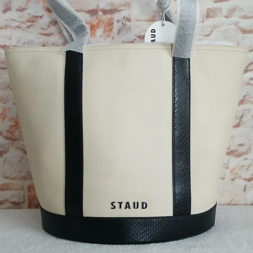 New STAUD Allora Leather Tote Bag - Picture 3 of 13